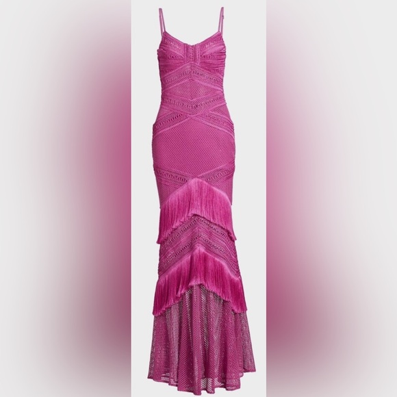 PatBO Dresses & Skirts - PatBO Fuchsia Pink Crochet Fringe Maxi Dress